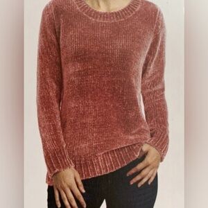 Orvis‎ Chenille Mauve Dusty Rose Soft Chic Crewneck Sweater Small 100% Polyester